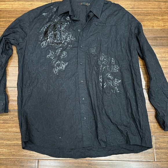 COOGI Mens Long Sleeve Black Dress Shirt - 5XL - Picture 1 of 8